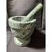 Vintage Green Stone Solid Polished Footed Marble Mortar & Pestle 4 H