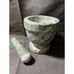 Vintage Green Stone Solid Polished Footed Marble Mortar & Pestle 4 H