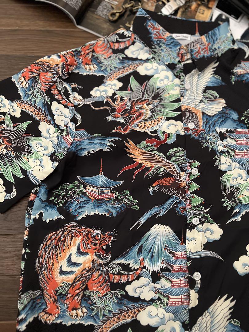 Levin'sFactory Dragon & Five-Story Pagoda Pattern Short-Sleeved Aloha Set-Up