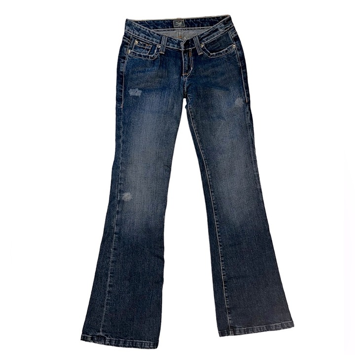 Kasil Customized Flare Leg Low Rise Y2K Jeans Dark Wash Size 25 Made In USA