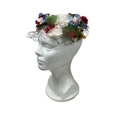Vintage 1950’s Miss Sally Victor Floral Flower Trimmed Fascinator Hat