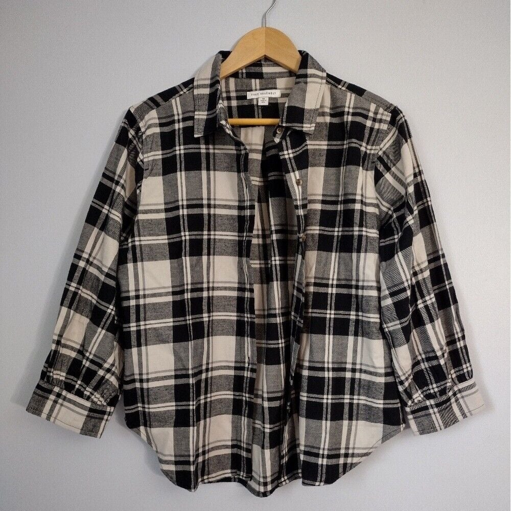 100% Cotton Flannel Black and White check plaid Free Assembly