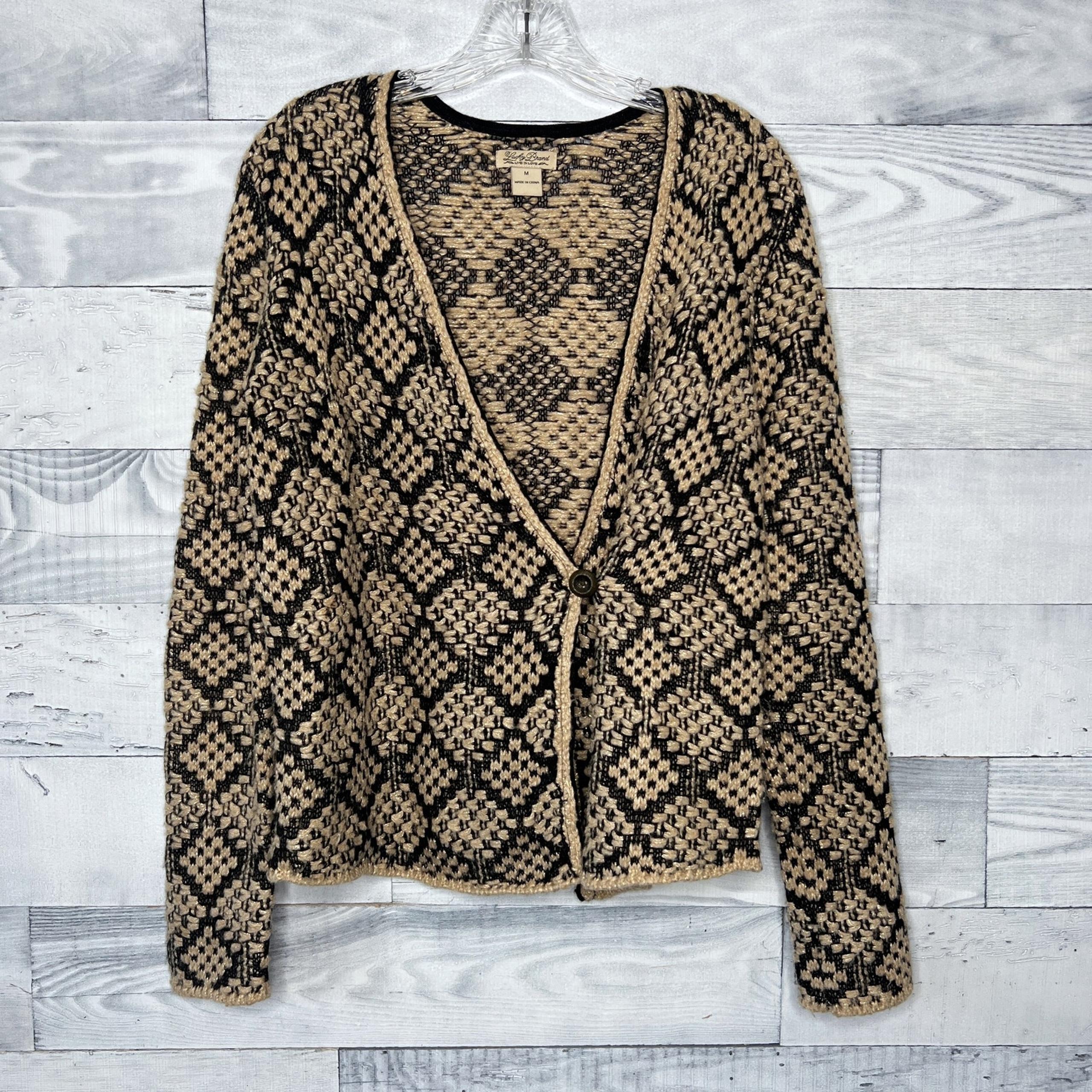 Lucky Brand Patterned Metallic Cardigan Sweater [Size M]