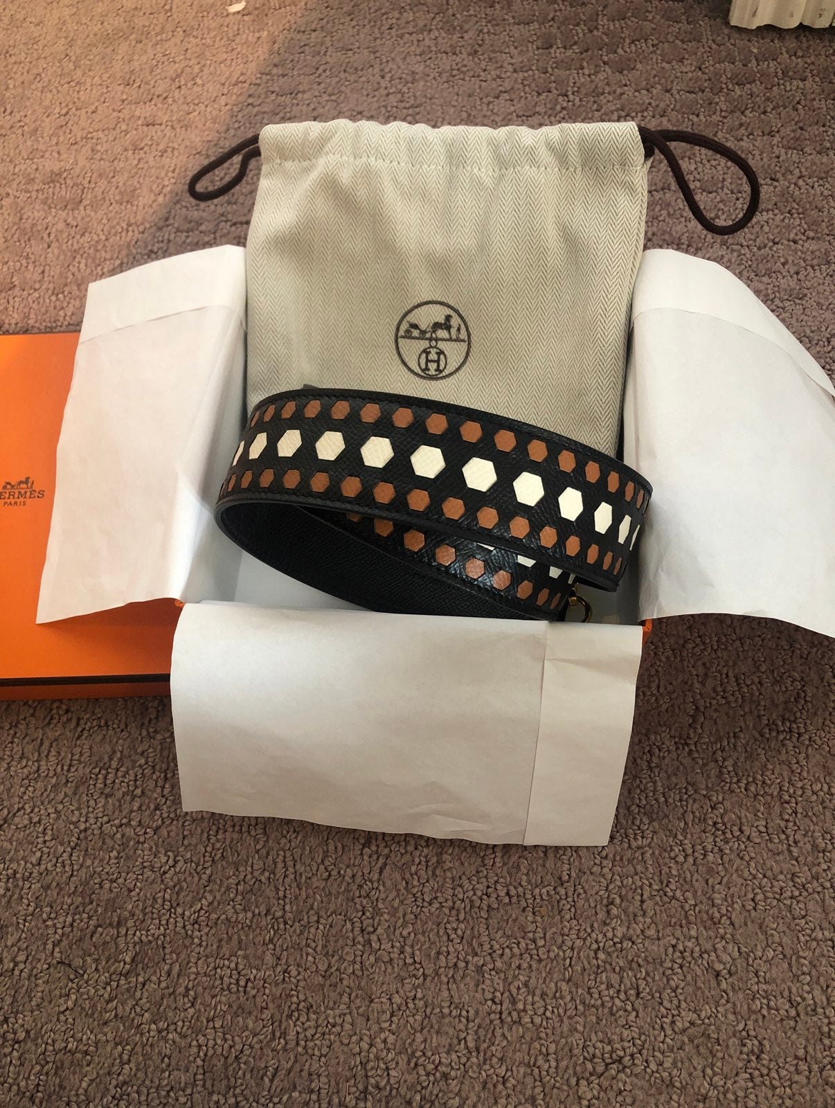 Hermes leather shoulder strap