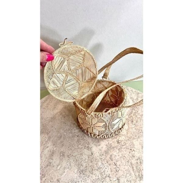 Handmade Vintage Basket Rattan Cord Twine Lantern Woven Bag