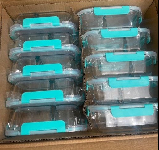 10 Packs 30oz Glass Meal Prep Containers 2 Compartments, Glass Food Storage