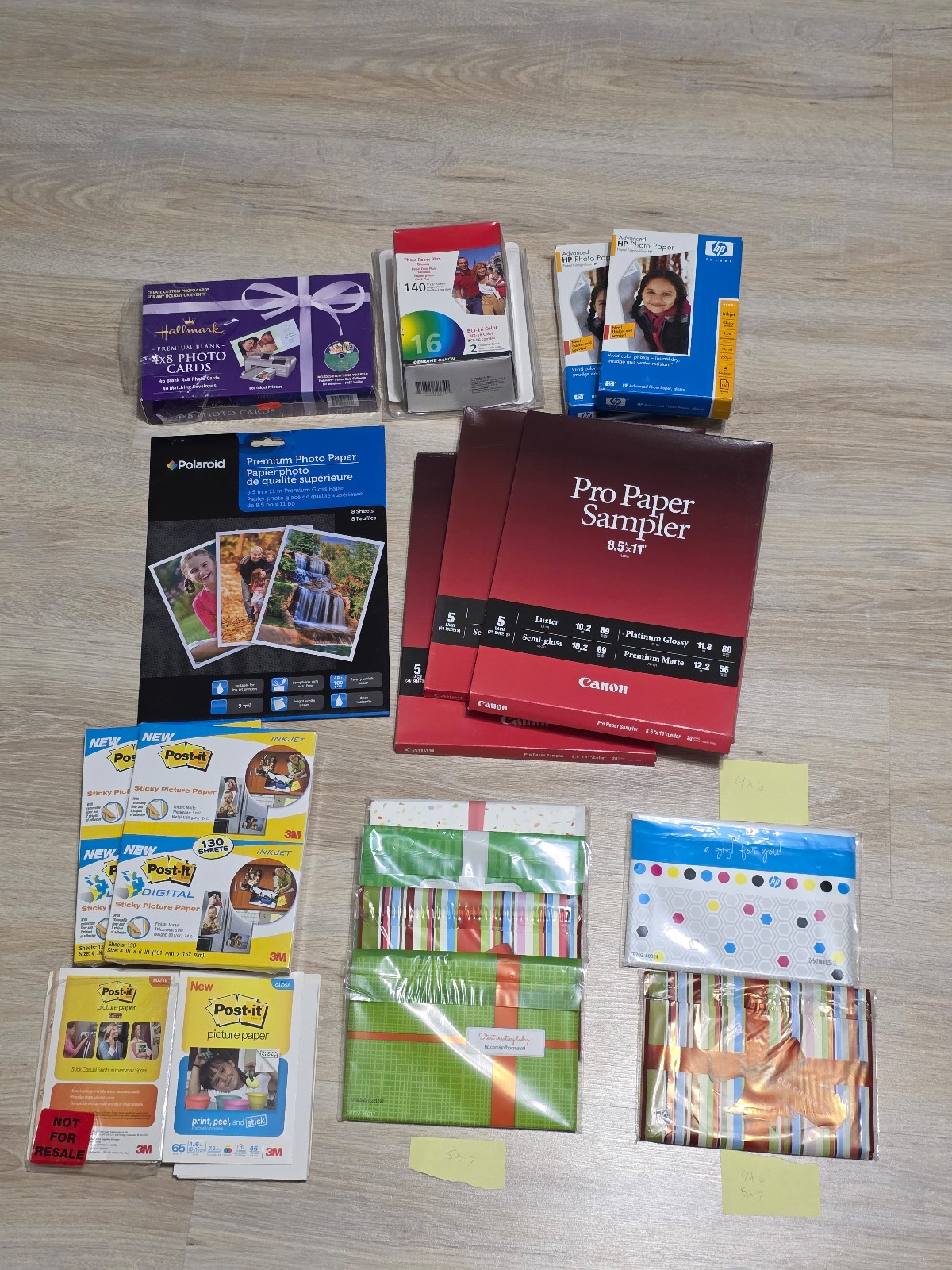 18 packages of Photo Paper, 4x8 Photo Cards, Picture Paper, 4x6, 5x7, 8.5x11