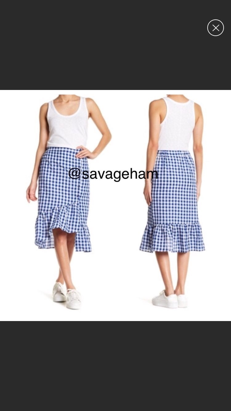 NWT Lost + Wander Gingham Ruffle skirt