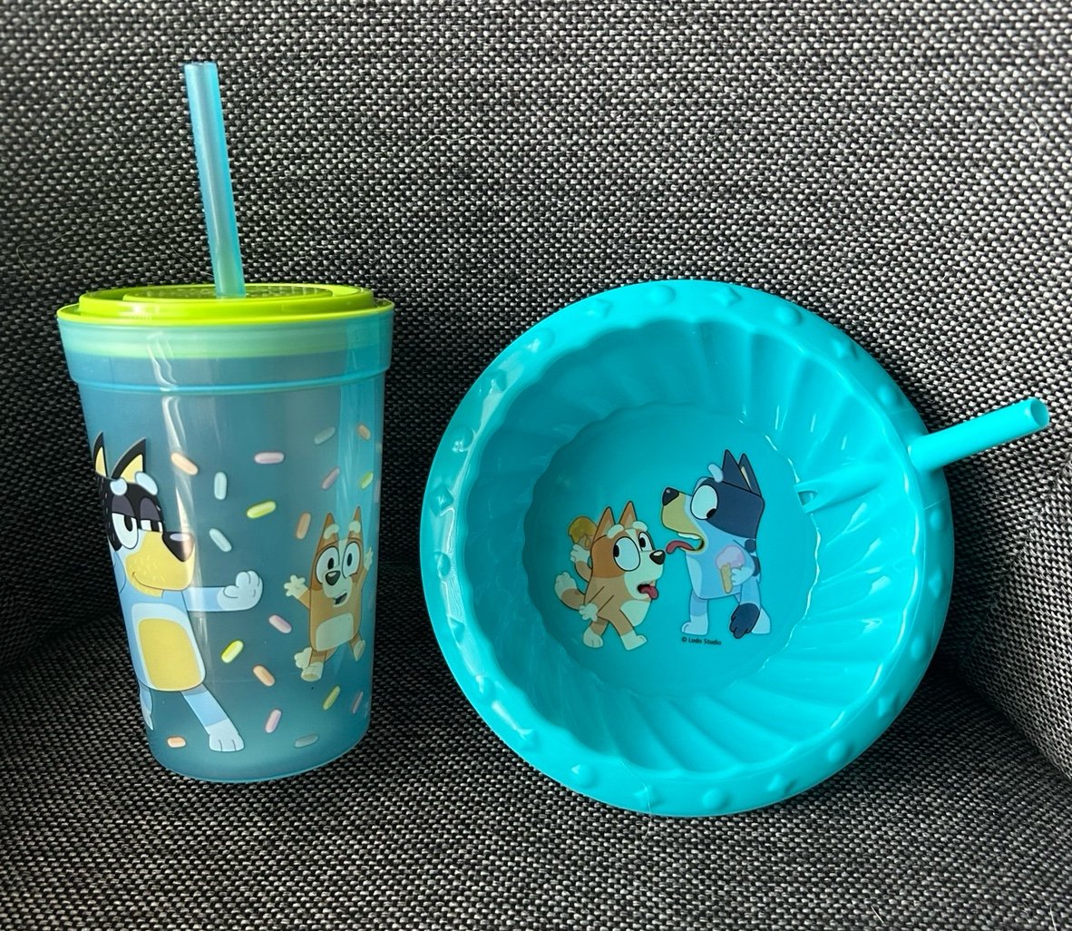 Bluey Bingo Cup and Straw Bowl Set Dinnerware Breakfast Cereal Milk Snacks ZAK