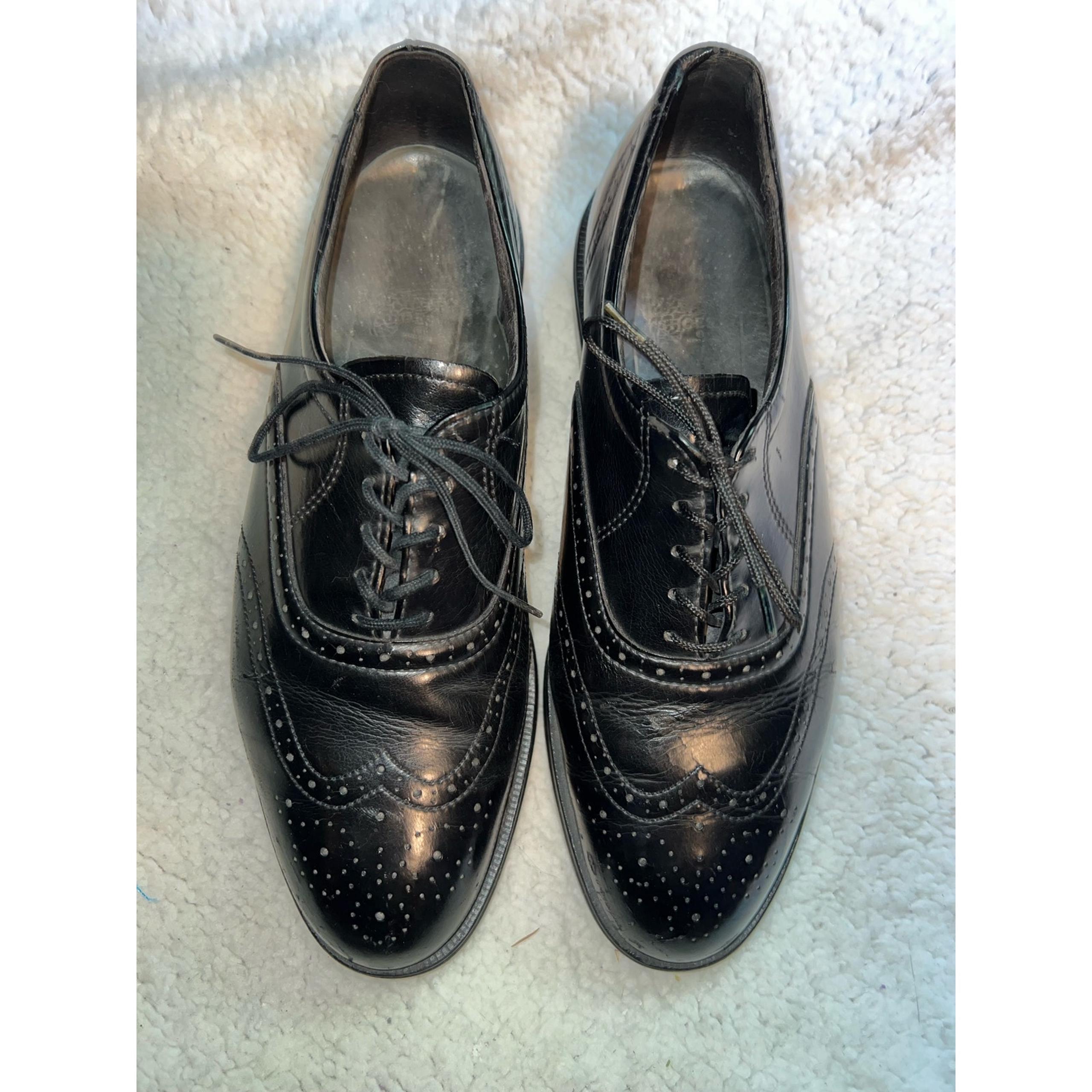 Vintage Red Wing Black Leather Wingtip Brogues Shoe - Size 8.5