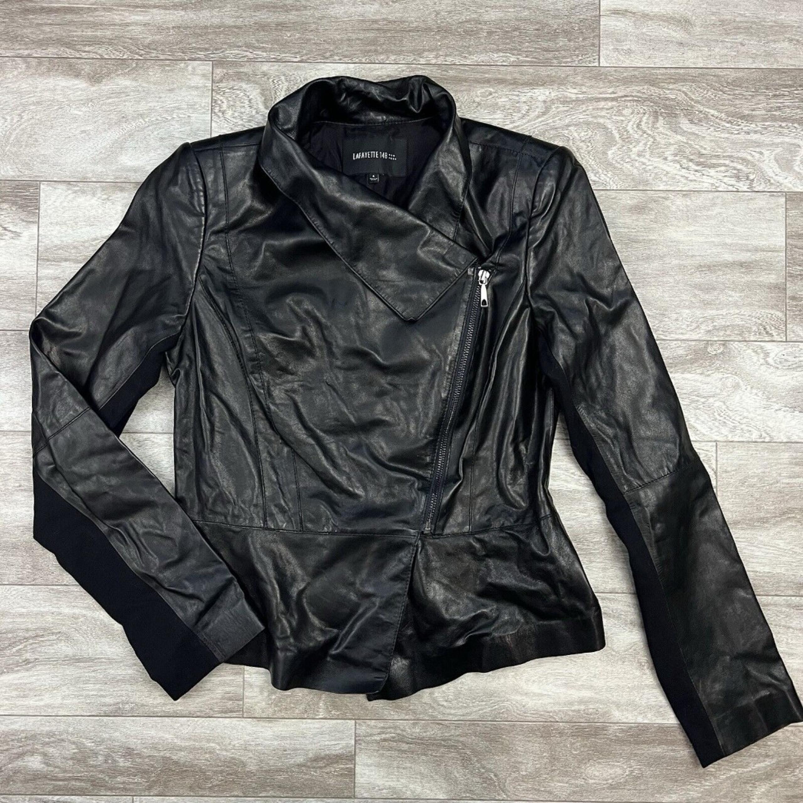 Lafayette 148 New York Women's Size 4 Moto Leather Zip Up Jacket