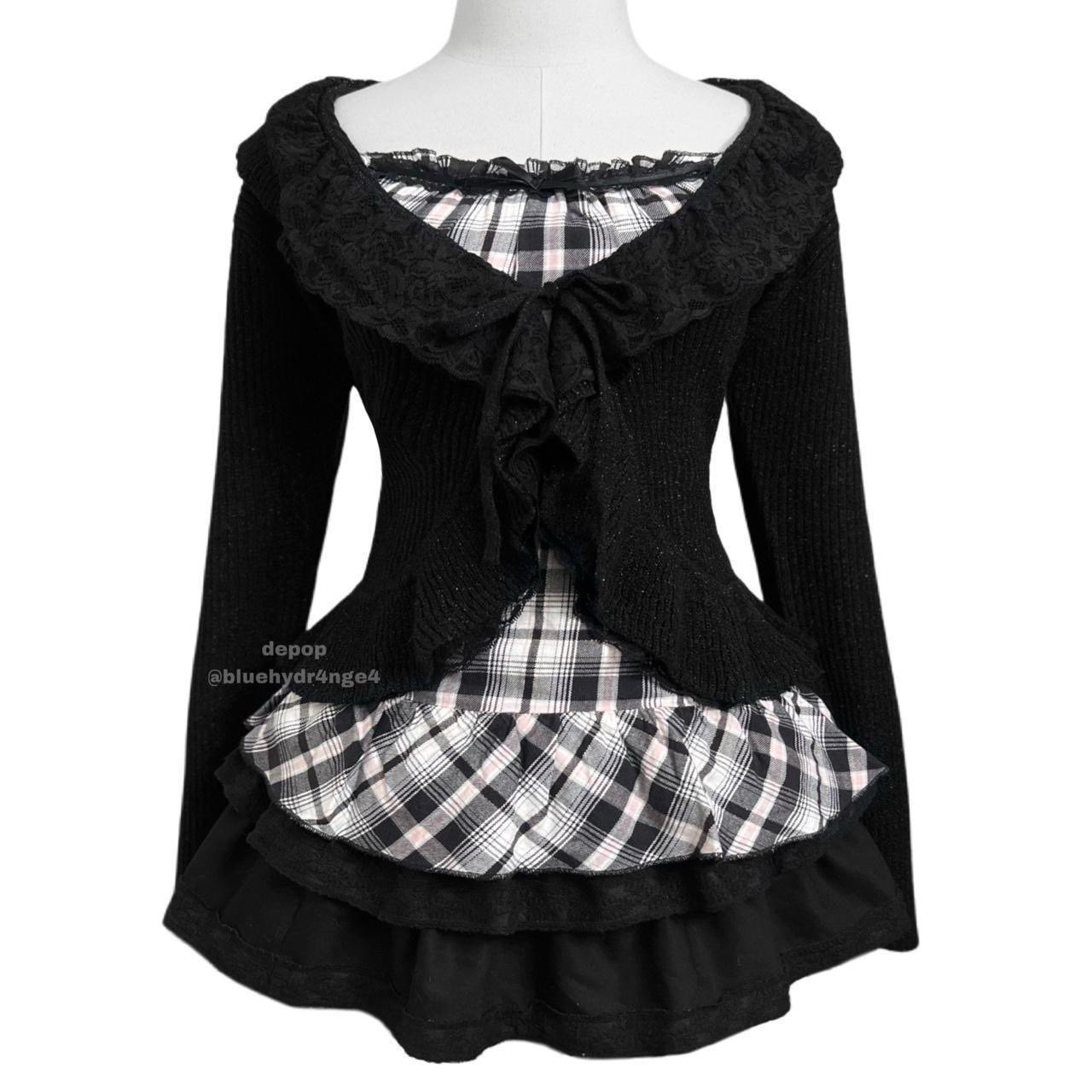 Gothic Grunge Frill Babydoll Milkmaid Tartan Plaid Ruffle Lace Camisole