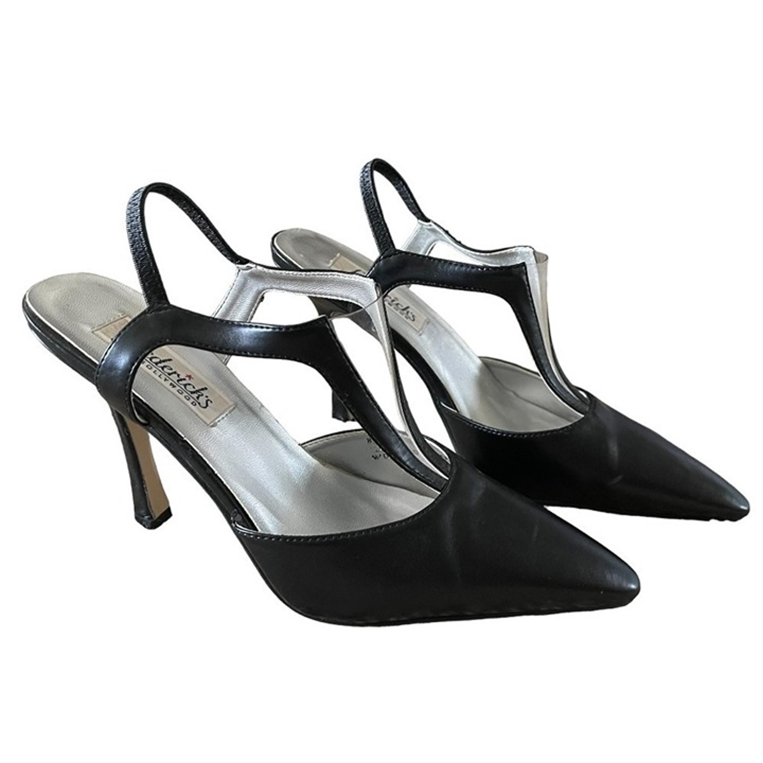 Frederick’s of Hollywood Vintage Black Pointed Toe Slingback Stiletto Heels 8.5M