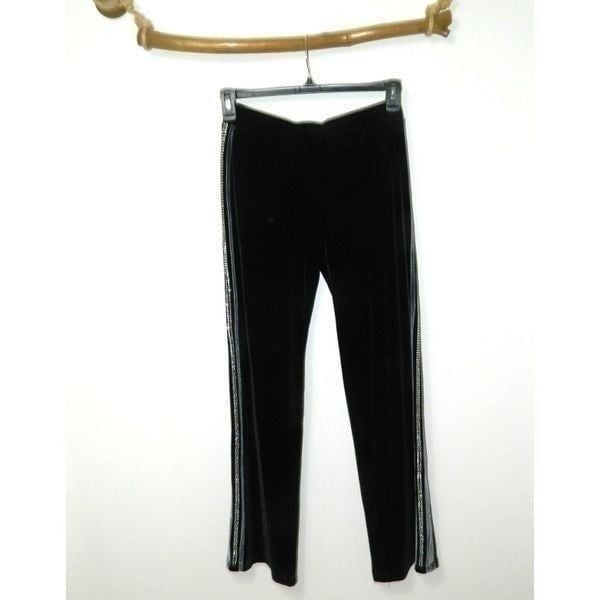 Dolce & Gabbana D&G Sweatpants Women Size Medium Black Velour Rhinestones Y2K