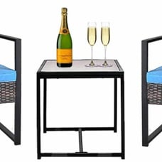 3 pcs Outdoor Patio Rattan Wicker Couch Sofa Glass Top Table Chair Furniture Set