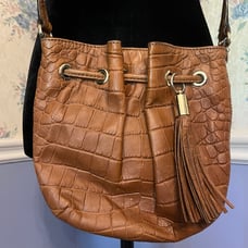 Michael Kors Embossed Croc Print Brown Cross Body Purse
