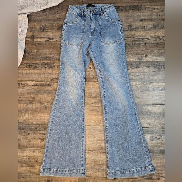 Frye denim jeans women's flare light wash stretch ladies retro