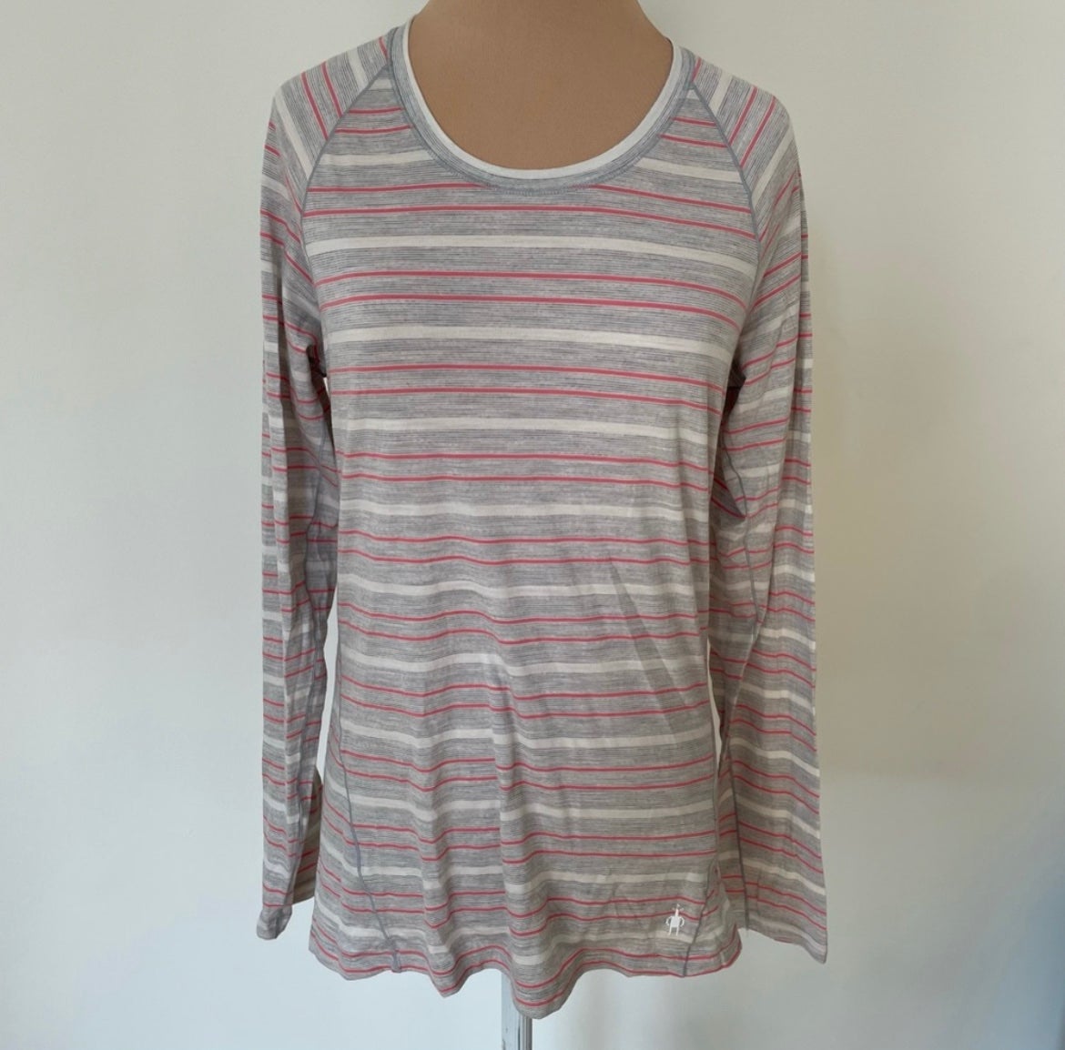 Smartwool Ash Heather Stripe Merino 150 Baselayer Long Sleeve Shirt EUC Size M