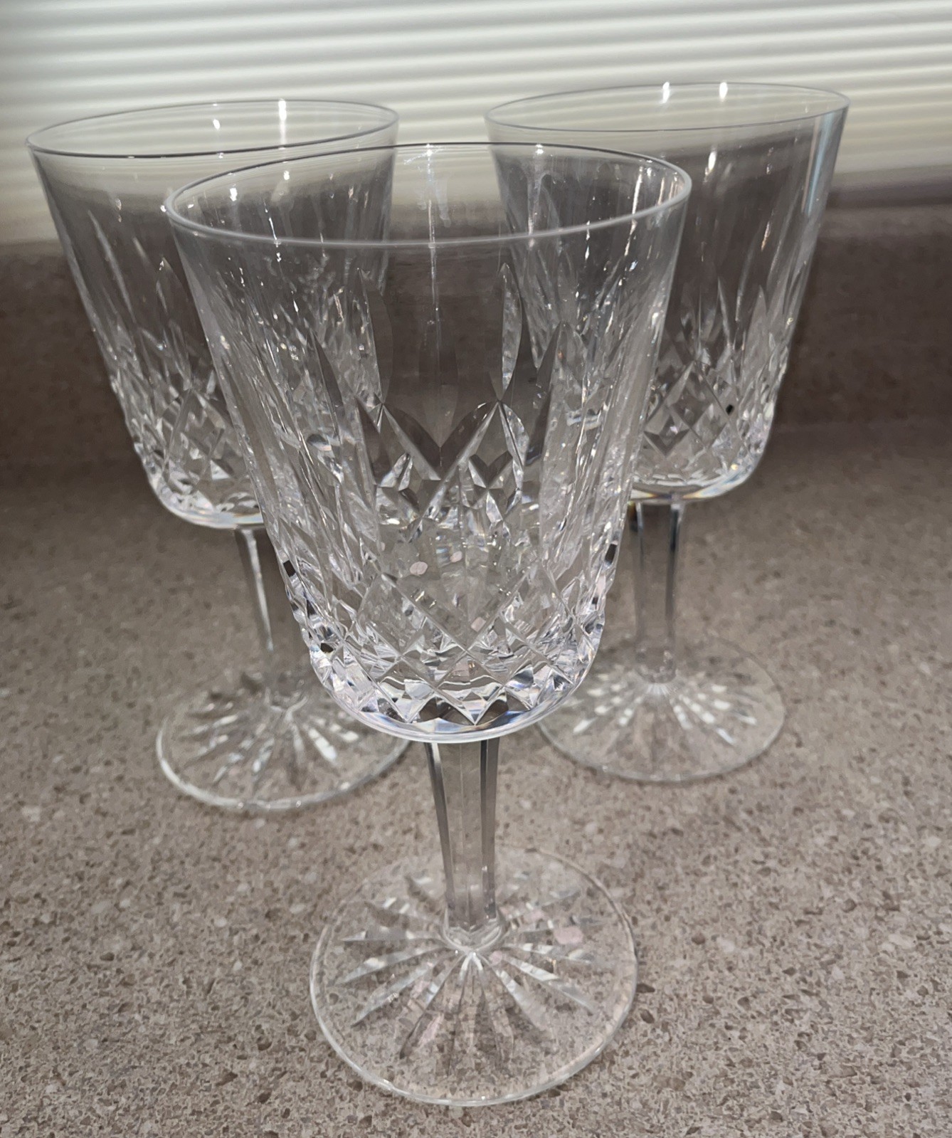 H337B~ 3 WATERFORD ‘Lismore’ Water Glasses FINE IRISH CRYSTAL Hand Cut