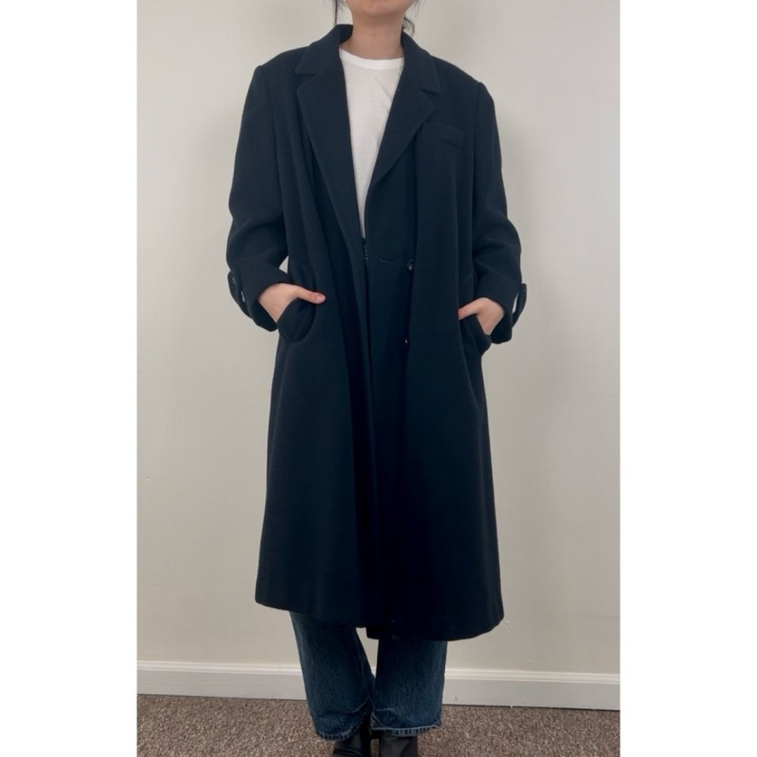 Vintage Royal Cashmere Black Oversized Boyfriend Cashmere Overcoat Coat