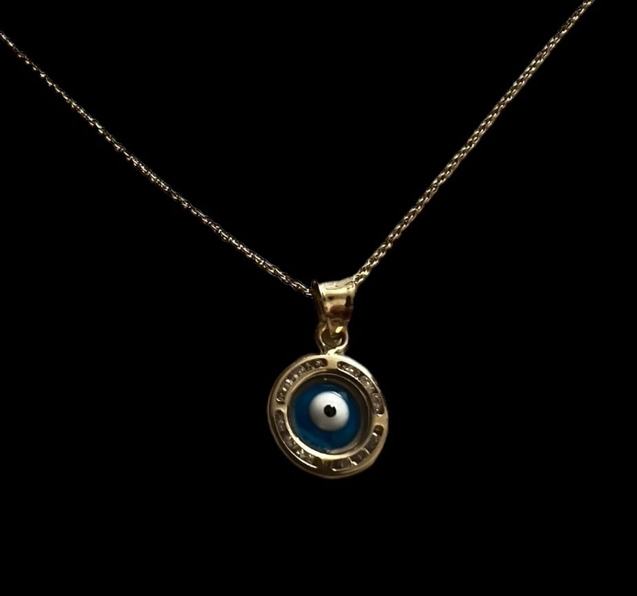 Necklace blue eye solid gold 14k 1399