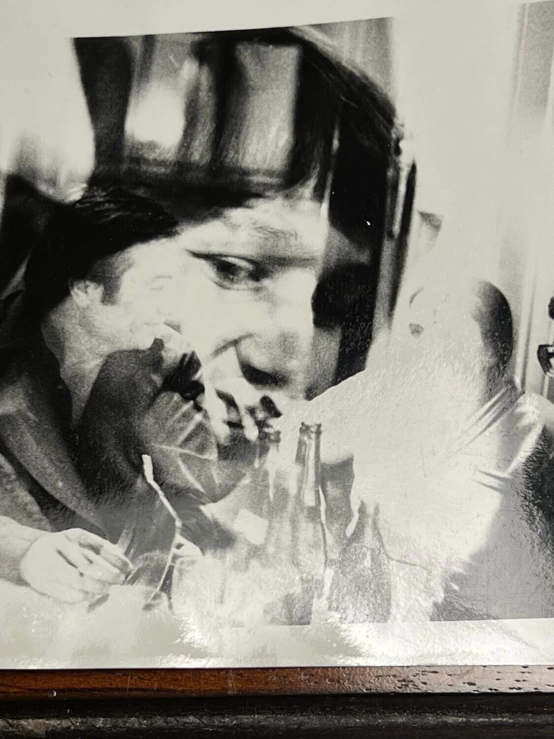 Vintage Snapshot Photo Double Exposure Erie Woman People Drinking 1950s