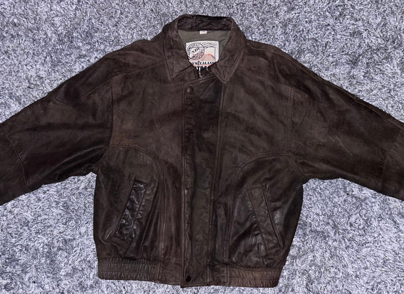 Vtg Distressed New Zealand Outback Copper Collection Mens XL BlackLeather Jacket