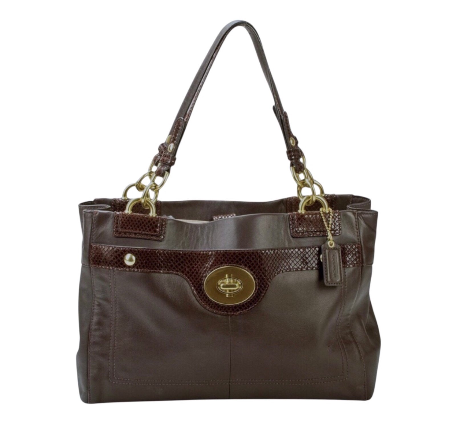 Coach “Penelope” brown leather satchel bag