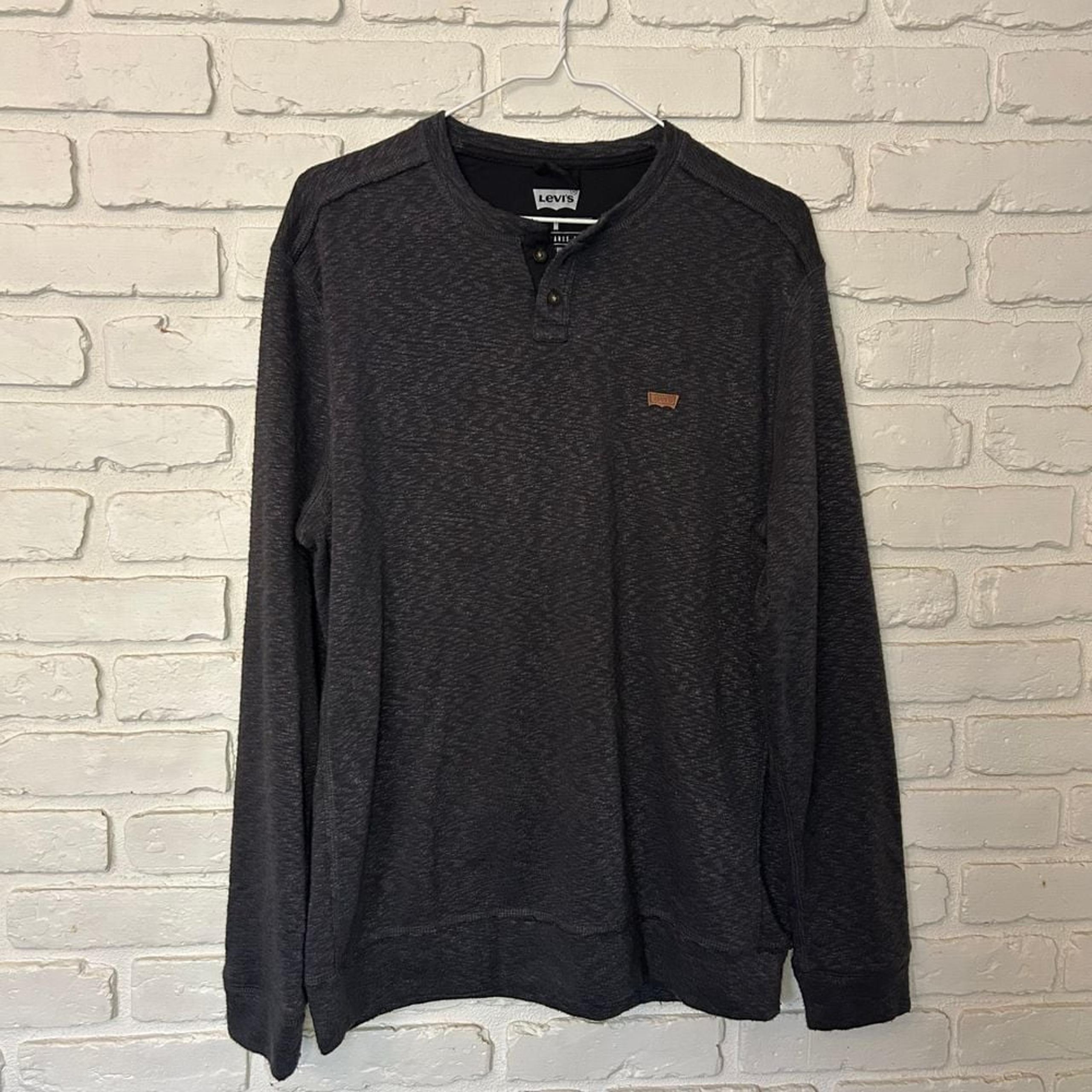 Levi's Pullover Henley Sweater/Sweatshirt Charcoal Gray