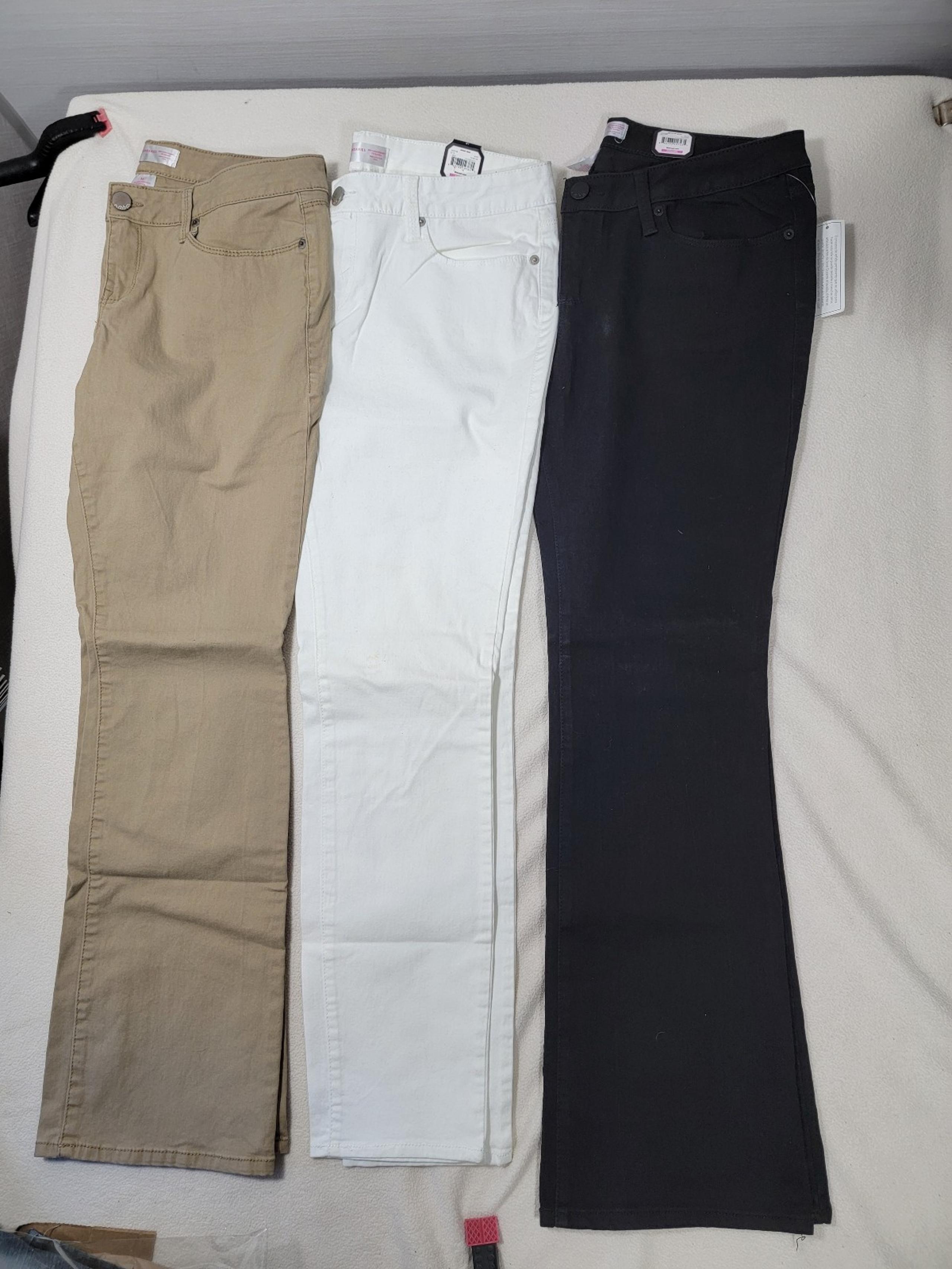 3 No Boundaries jeans size 15 women mid rise boot cut beige, white, & black