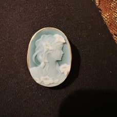Authentic Genuine green agate Italian Blue Cameo