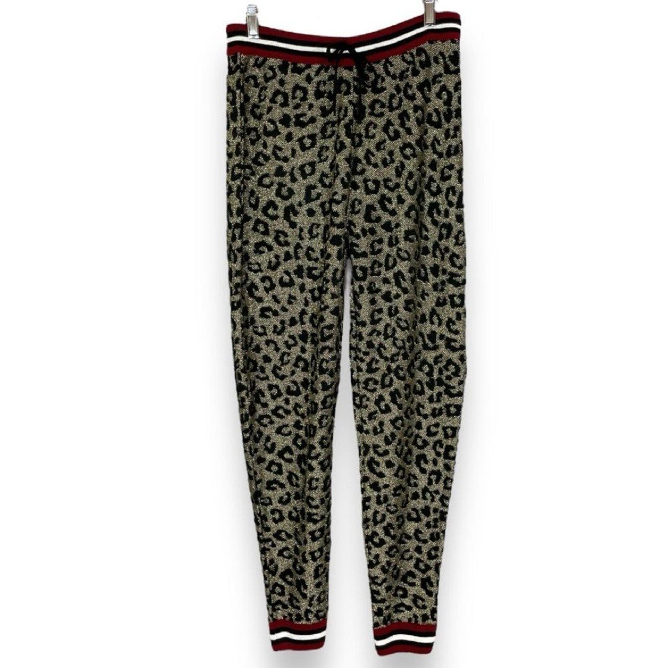 ASOS Track Pants Leopard Print Metallic Women Size Medium Long Tall Knit Lounge