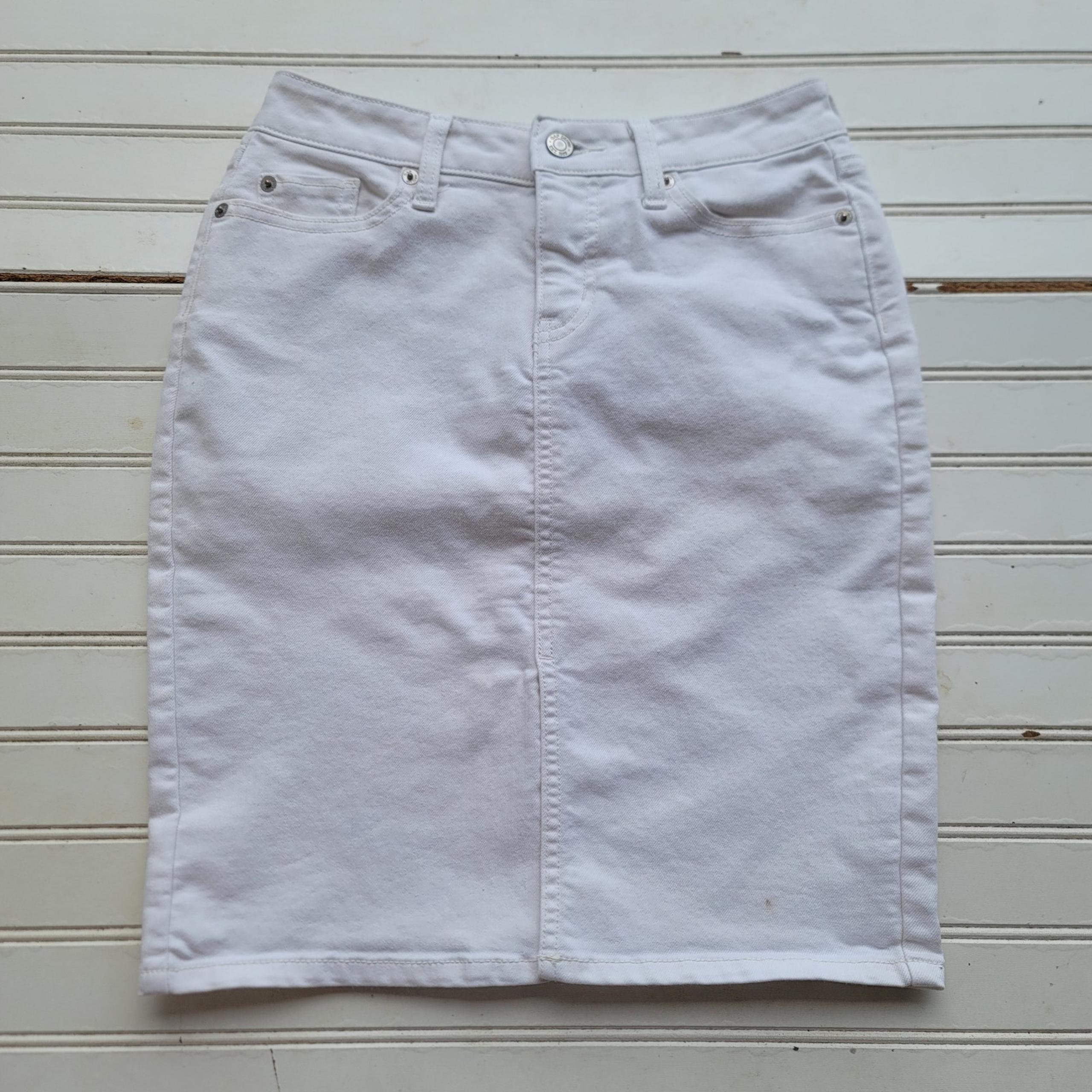 Gap Skirt Womens White Denim Pencil Straight Everyday Neutral stretch Sz 0