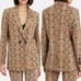 Anine Bing Madeline Python Print Oversized Double Breasted Blazer Tan/Brown XS