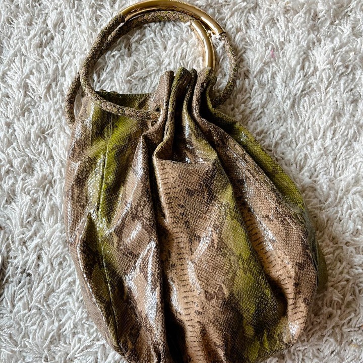 Y2K Green & Brown Snakeskin Bebe Shoulderbag / Bucketbag Perfect Condition