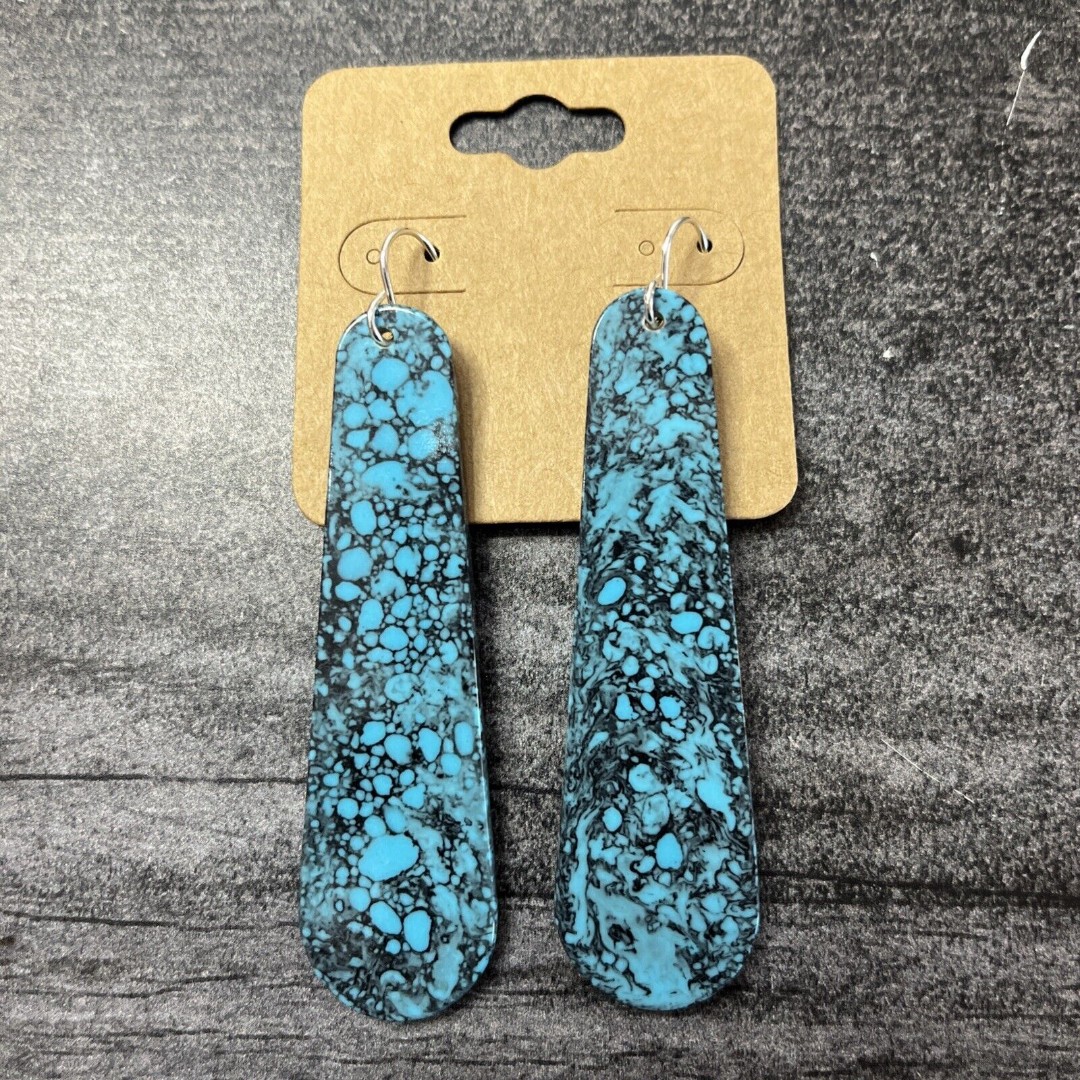 TURQUOISE SLAB EARRINGS Sterling Silver Pierced Wire