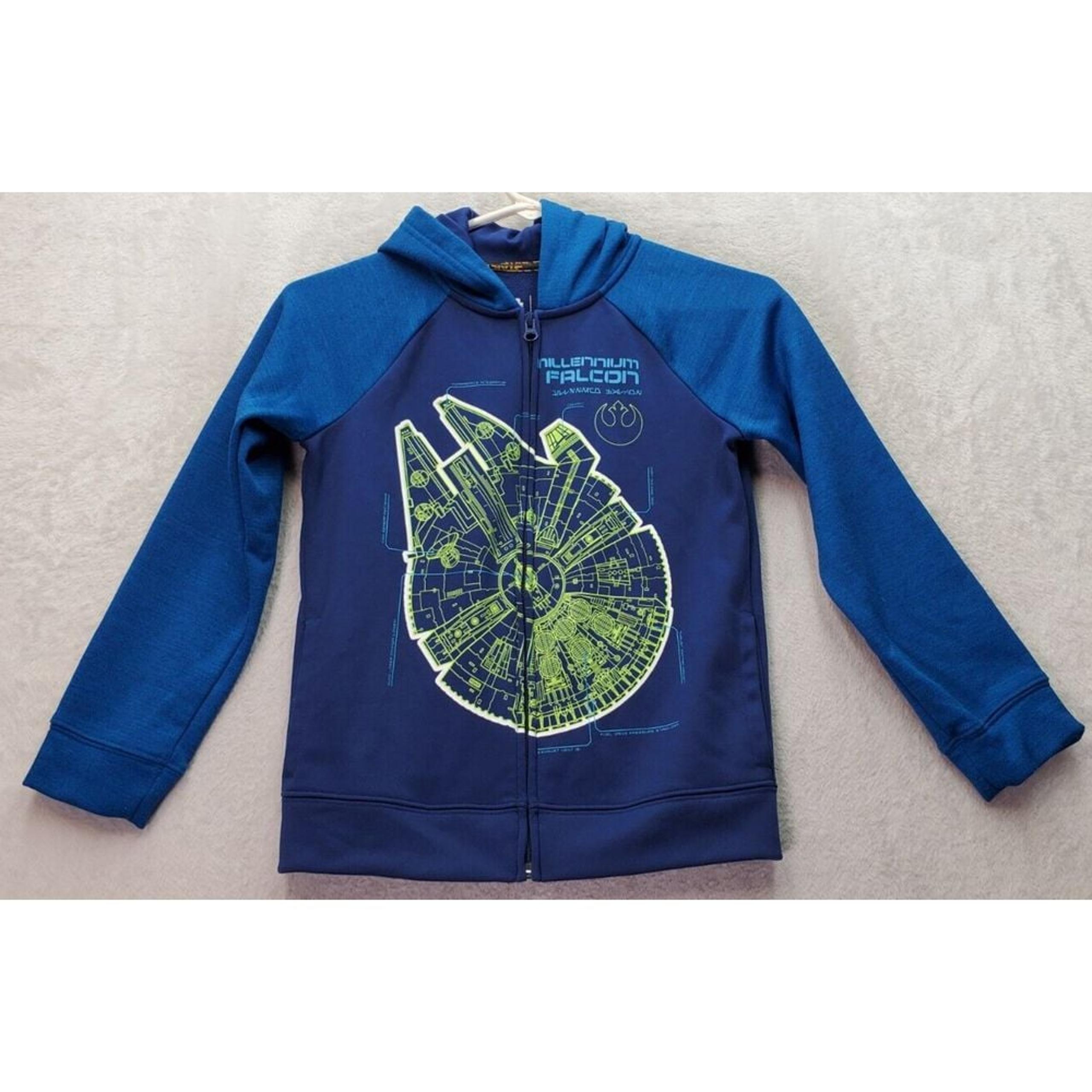 Star Wars Jacket Unisex Size 7X Blue 100% Polyester Long Sleeve Hooded Full Zip