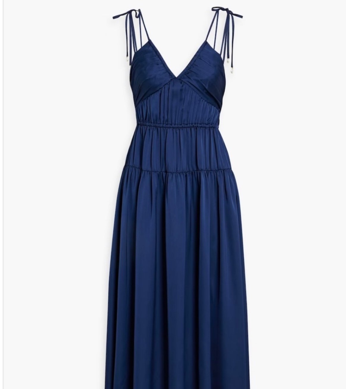 Derek Lam 10 Crosby Callista Pleated Satin Navy Blue Midi Dress (size 10)