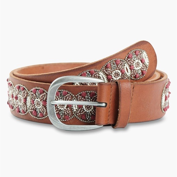 Lucky Brand Leather Belt Geo Beaded L