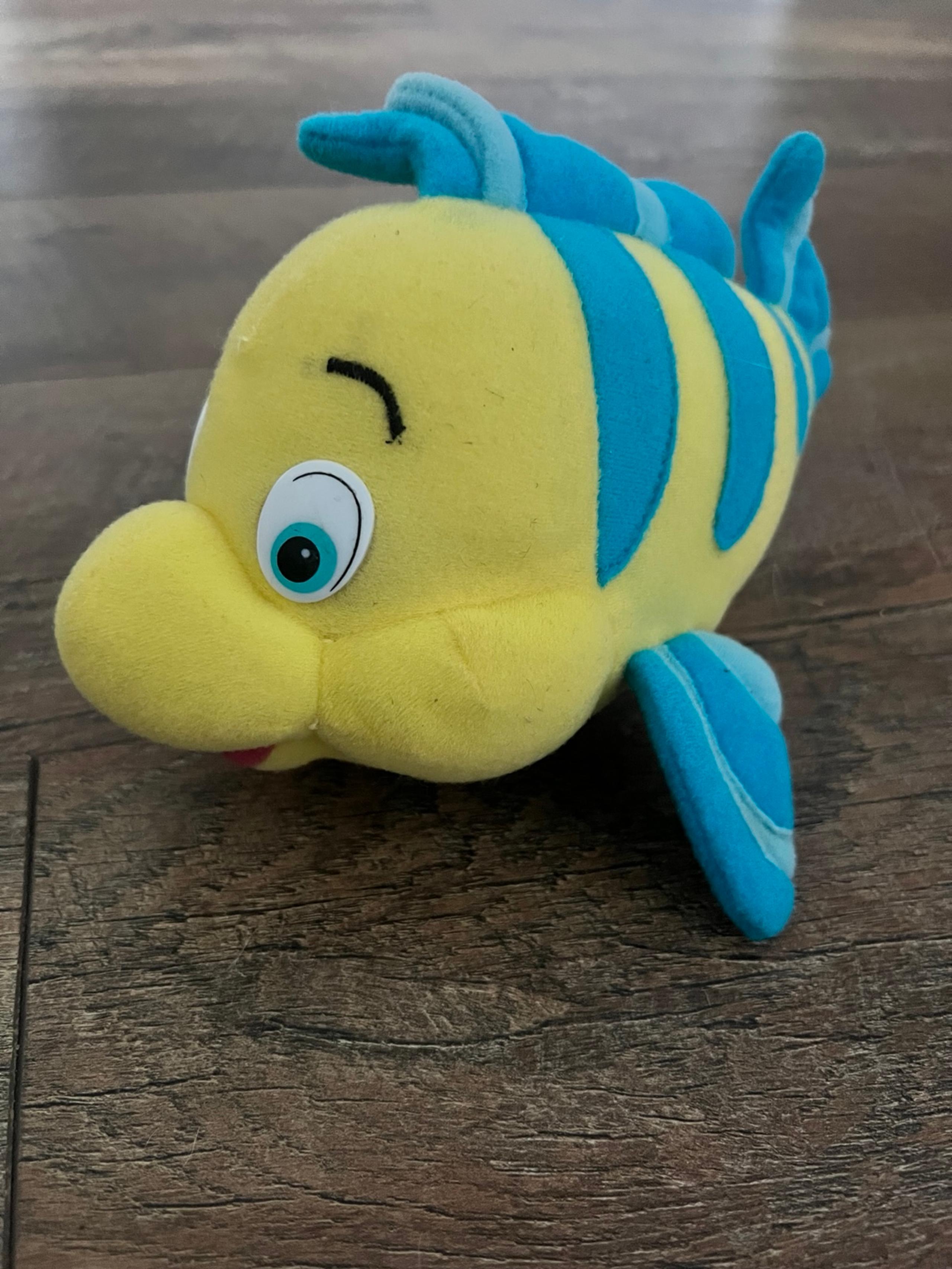 Parks Flounder Stuffed Animal Plush The Little Mermaid 8" Yellow Fish - Disney