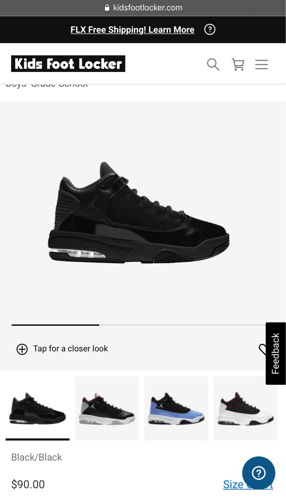 Jordan Max Aura 2 (GS) Triple Black 5Y