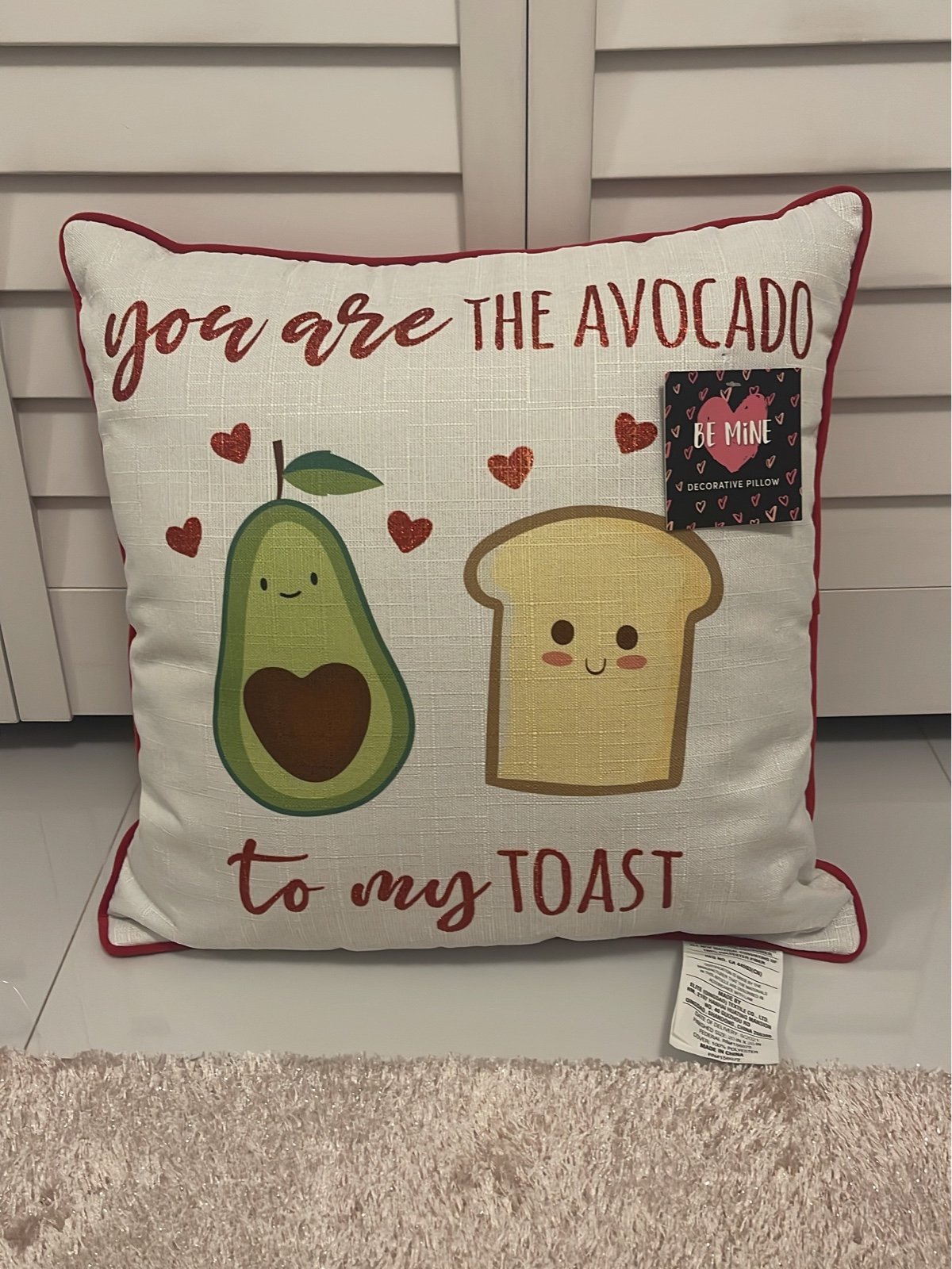 Valentine’s Day Avocado & Toast Couple Throw Pillow
