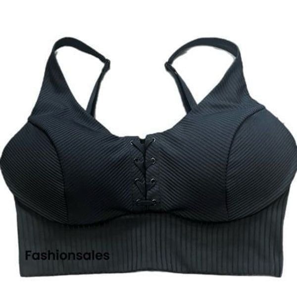 Victorias Secret Allegro Medium Support Flow on Point Lined sport bra Black 36D