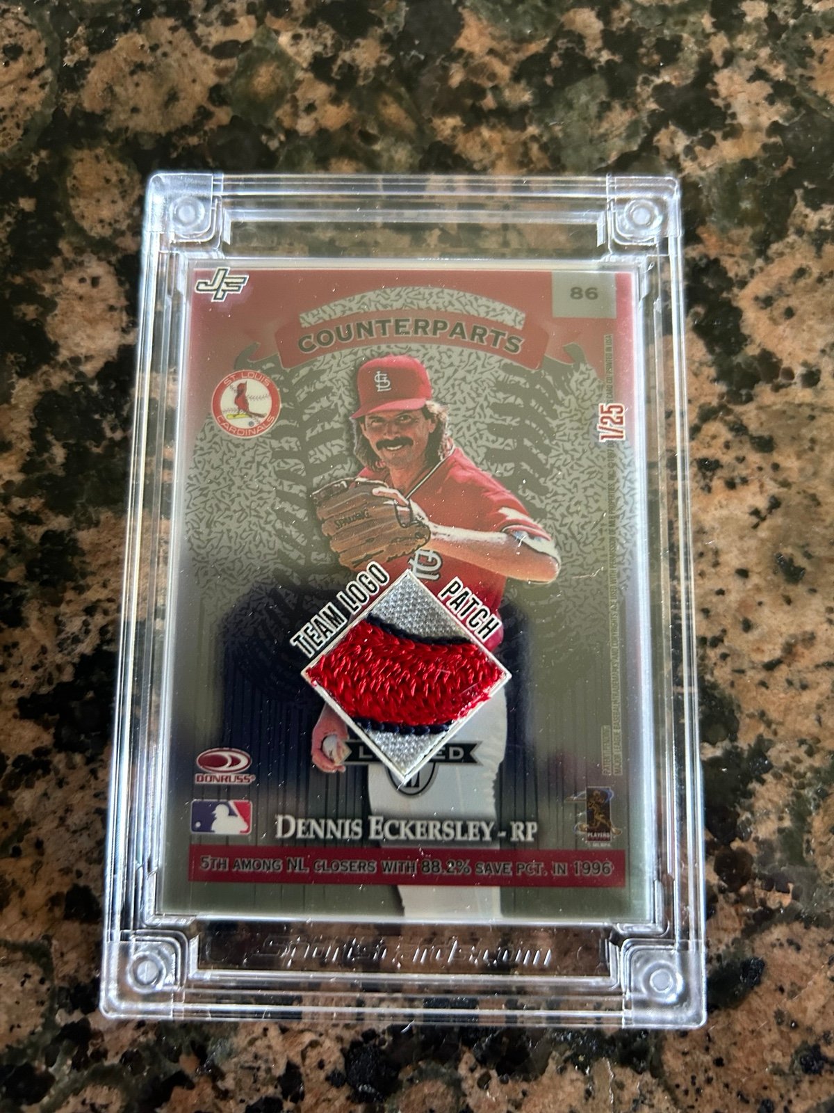 UBER RARE 1/25 Sealed Mint Dennis Eckersley 1997 Game Worn Cardinals Jersey Logo