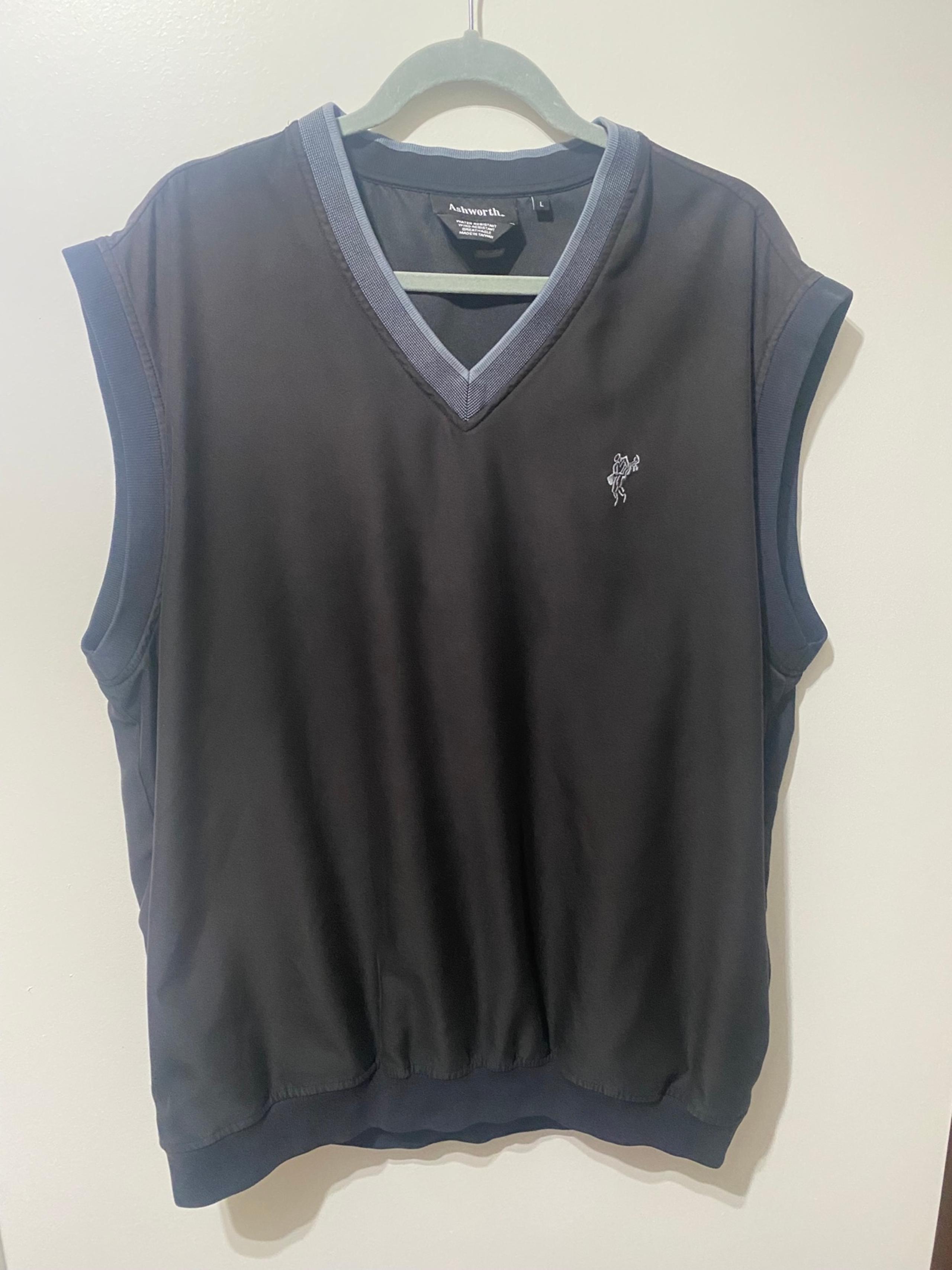 Ashworth Golf Vest Weather Systems Mens V-Neck Pullover Black size L