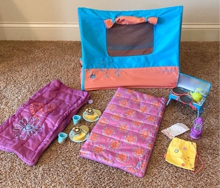 American Girl camp tent grill treats camping lot 4 play sets all retired