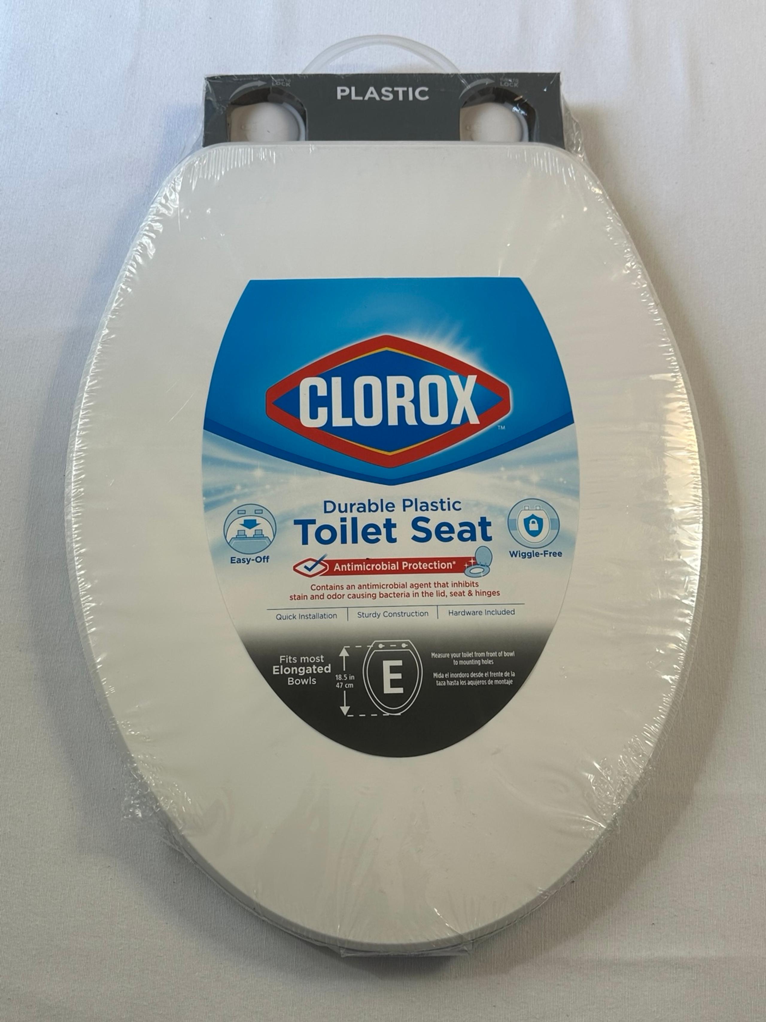 Clorox Stay Fresh Elongated Plastic Toilet Seat with Easy-Off Hinges, No Wiggle