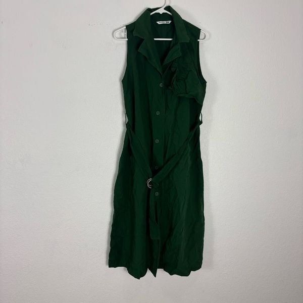 JW Anderson x UNIQLO Green Collared Sleeveless Button Front Midi Dress Size Larg