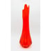 LE Smith Swung Vase Ribbed Large Amberina Ruby Red 20” MCM Column Bulbous Base