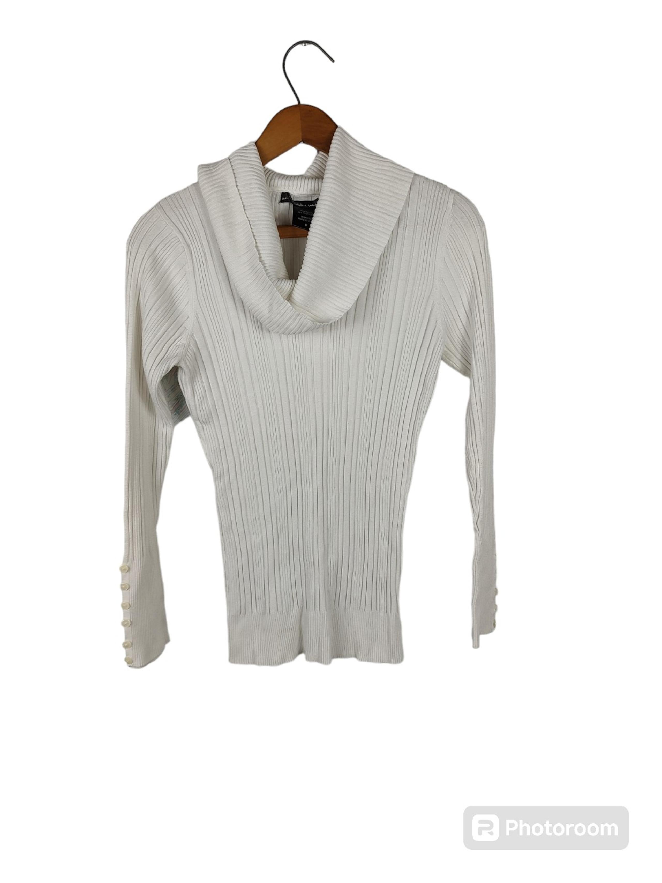 United States Sweaters White Ribbed Knit Sweater